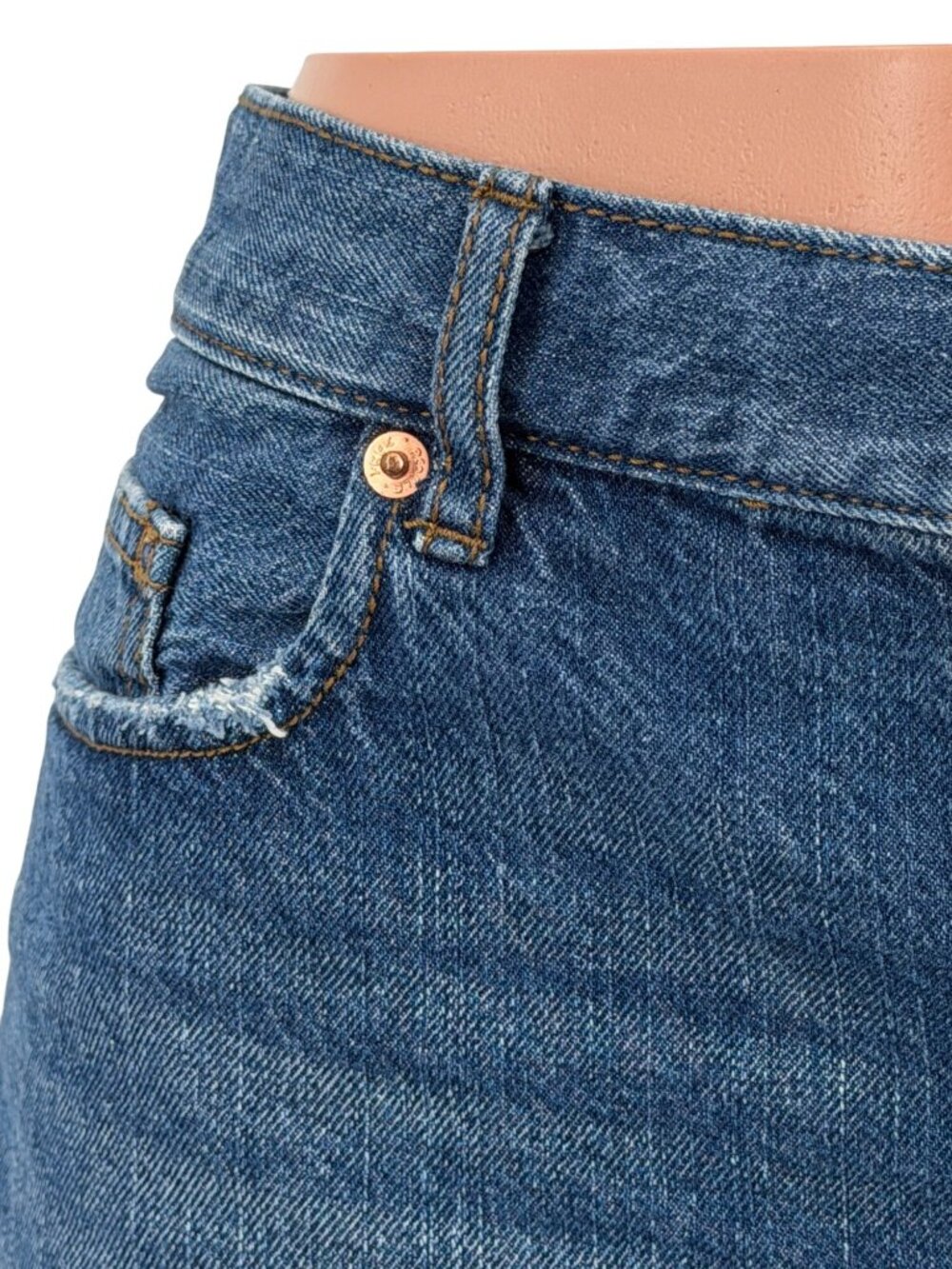 Free People Distressed Fringe Denim Jean Shorts 31| Boho Grunge Indie Sleaze Y2K - Picture 9 of 16